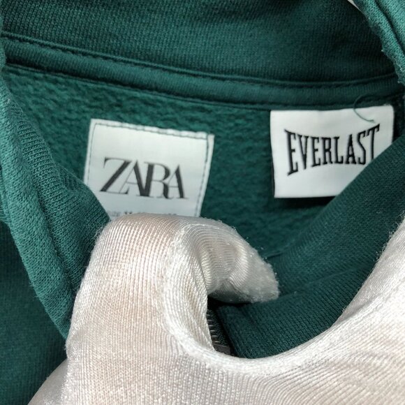 Zara x Everlast Kids Youth Size 11-12 Fleece Track Jacket Green Zip Sweatshirt - Picture 5 of 8
